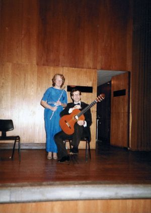 The Martin-Rinehart Duo on stage at the Purcell Room, London UK 1985